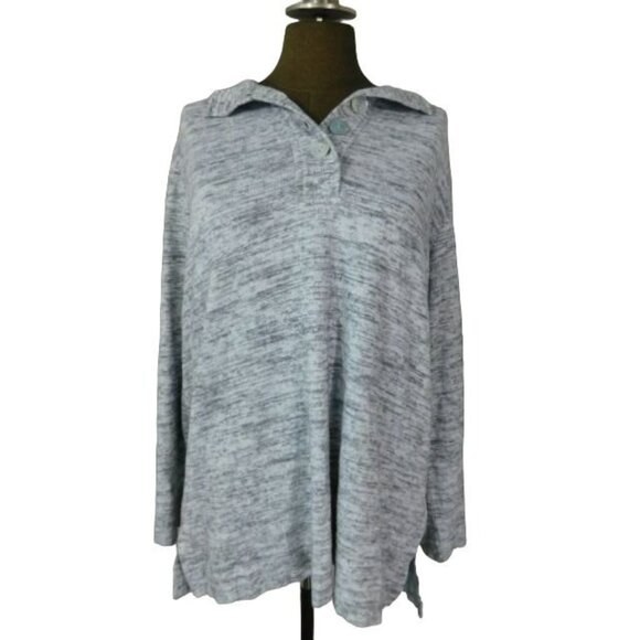 Soft Surroundings Size M Medium Gray White Super Soft Knit Top - Picture 1 of 3